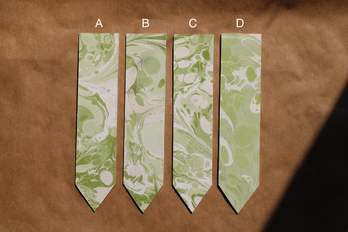 Soft Green Handmade Marbled Paper Bookmark