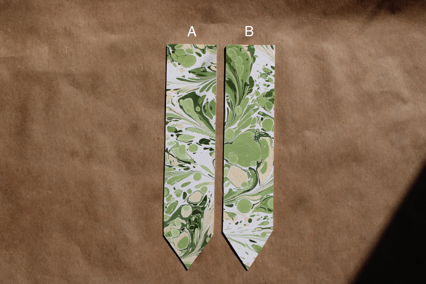 Vivid Green Handmade Marbled Paper Bookmark