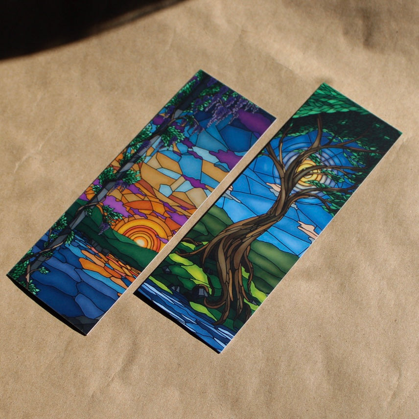 Dawn And Day Stained Glass Style Bookmark
