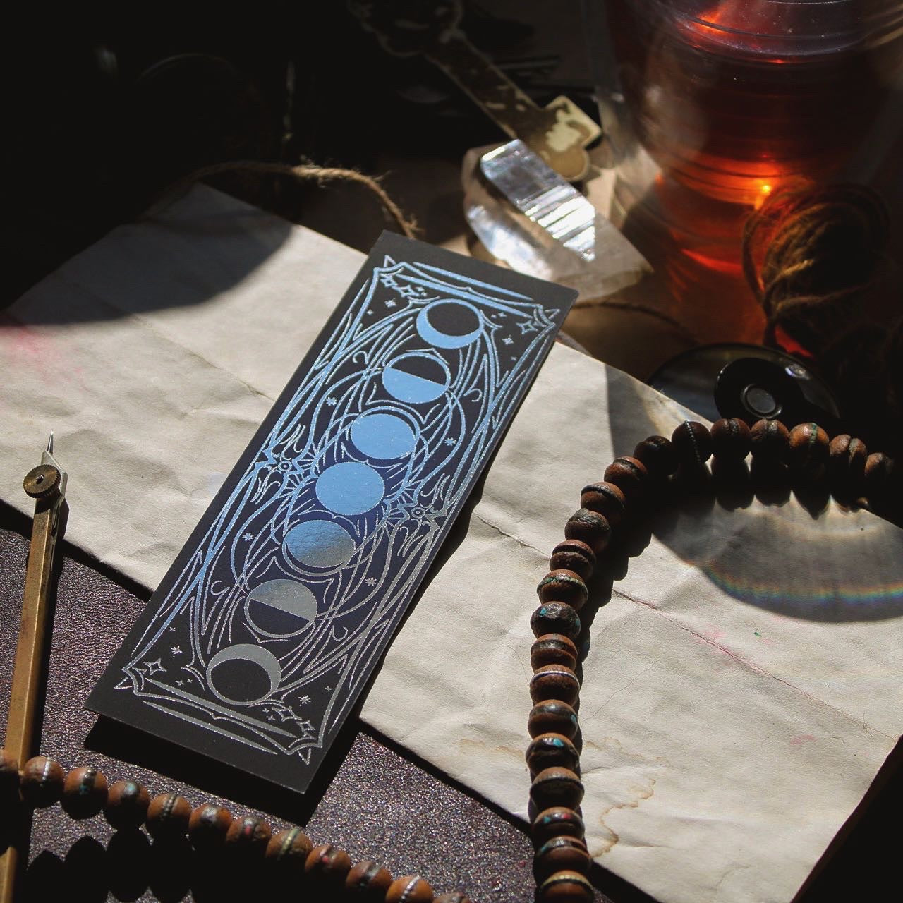 Phases of the Moon and Sun Foil Bookmark