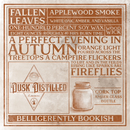 Dusk Distilled: 8oz wood-wick candle in amber jar