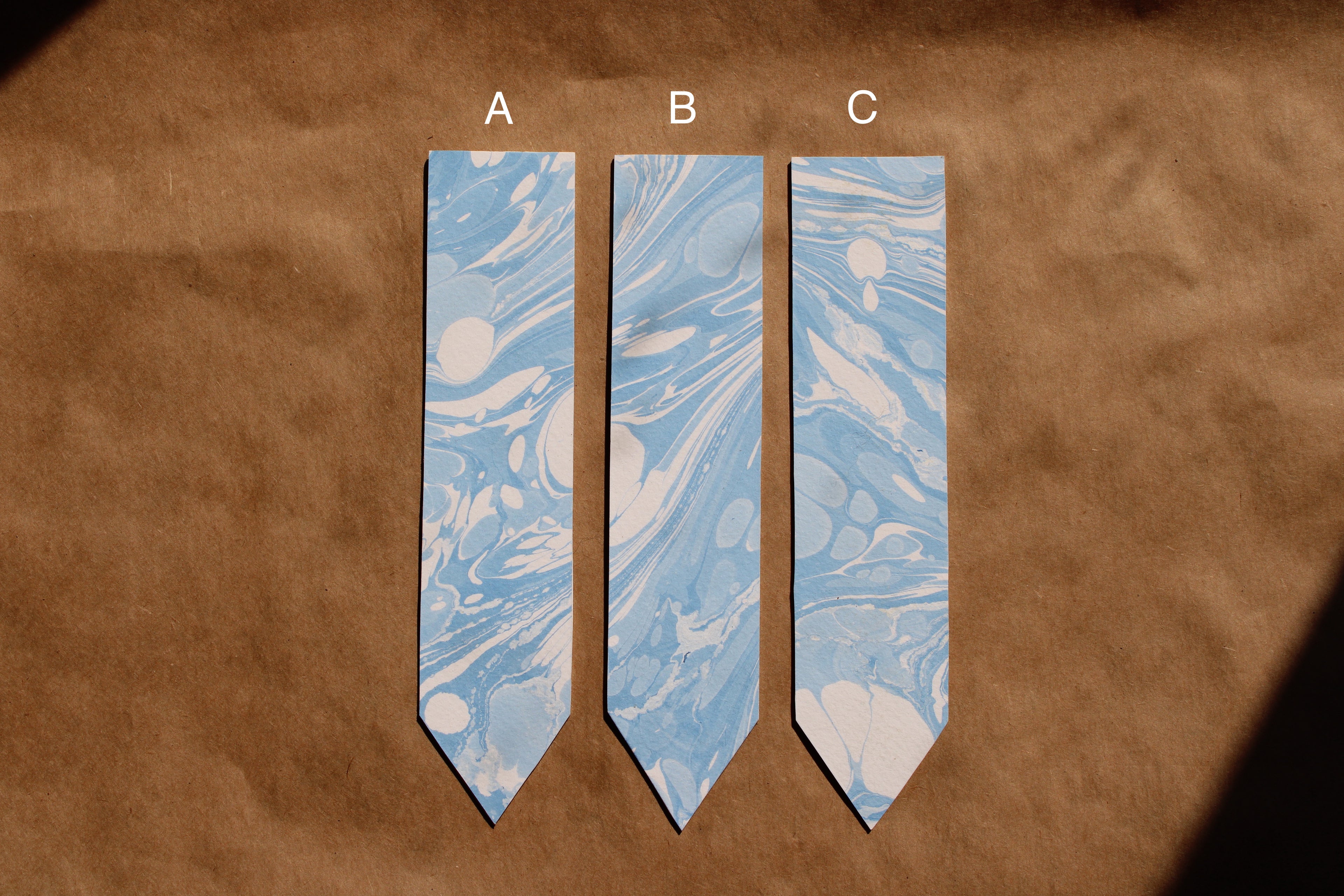 Soft Blue Handmade Marbled Paper Bookmark