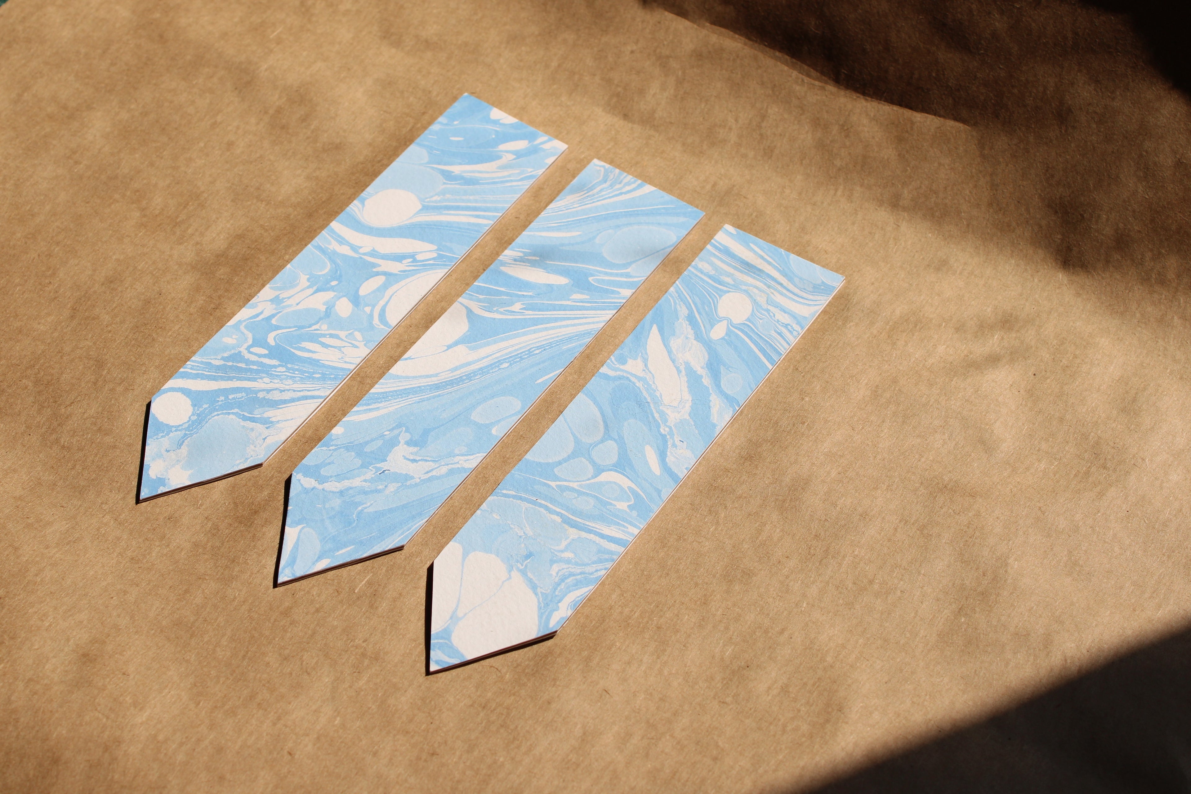 Soft Blue Handmade Marbled Paper Bookmark