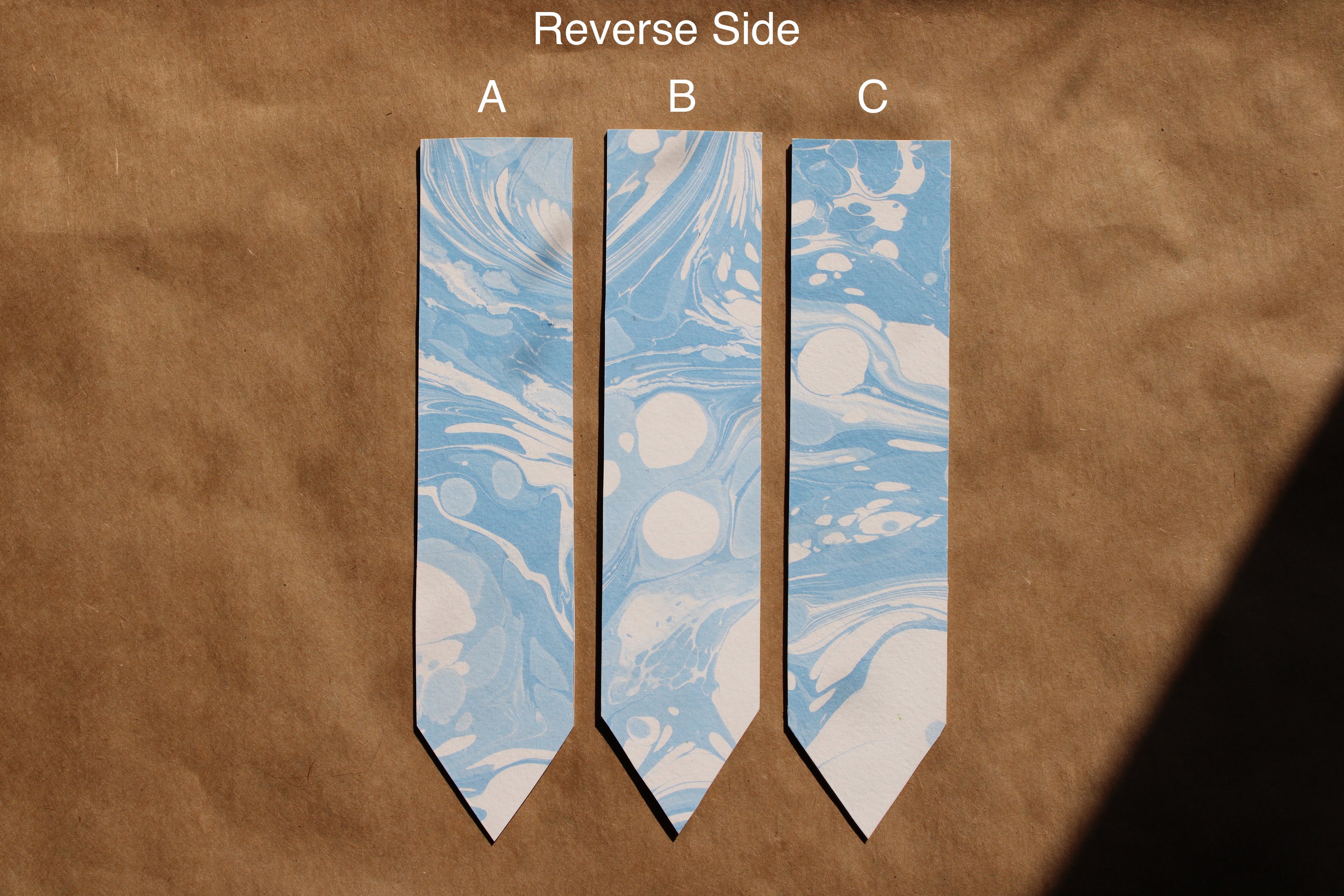 Soft Blue Handmade Marbled Paper Bookmark
