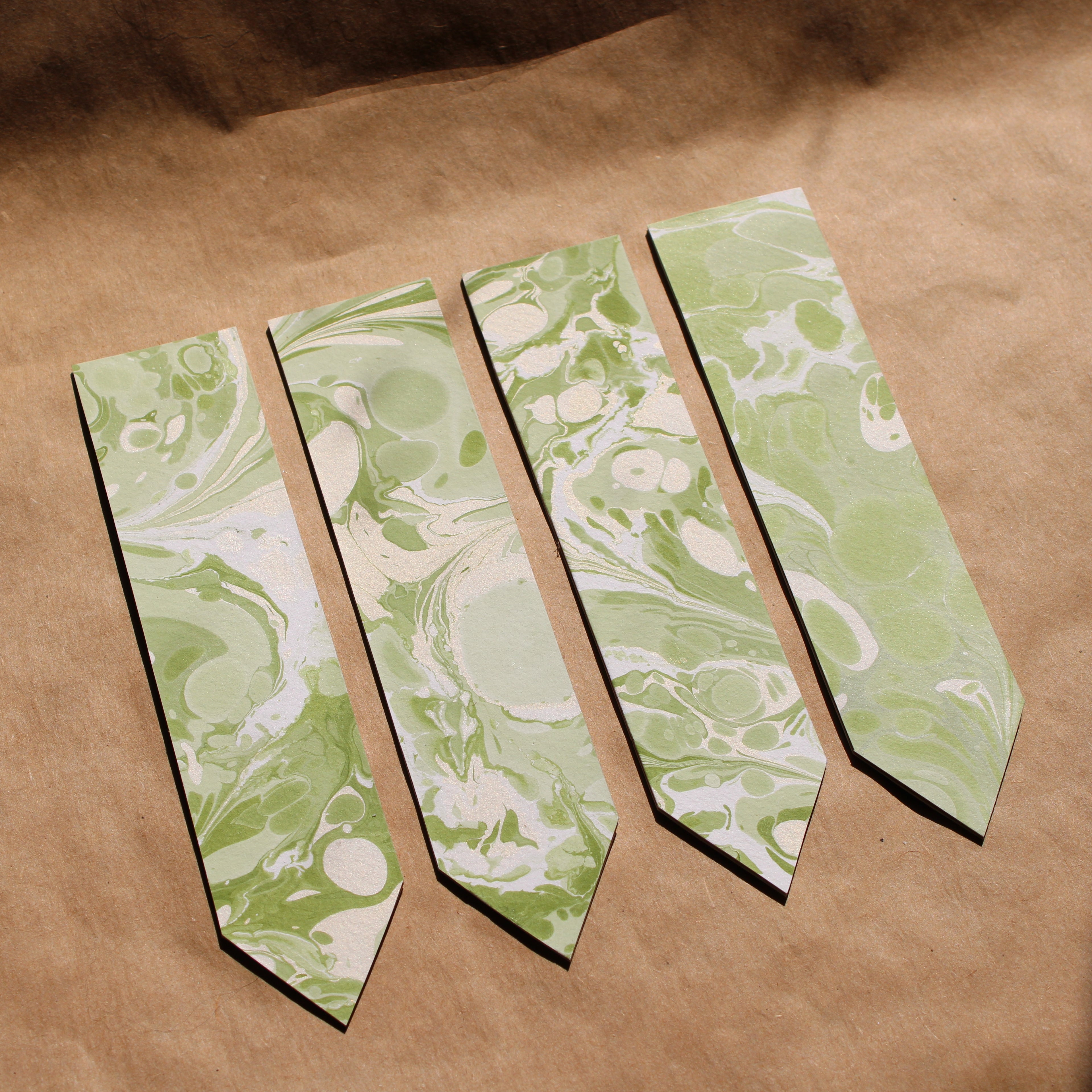 Soft Green Handmade Marbled Paper Bookmark
