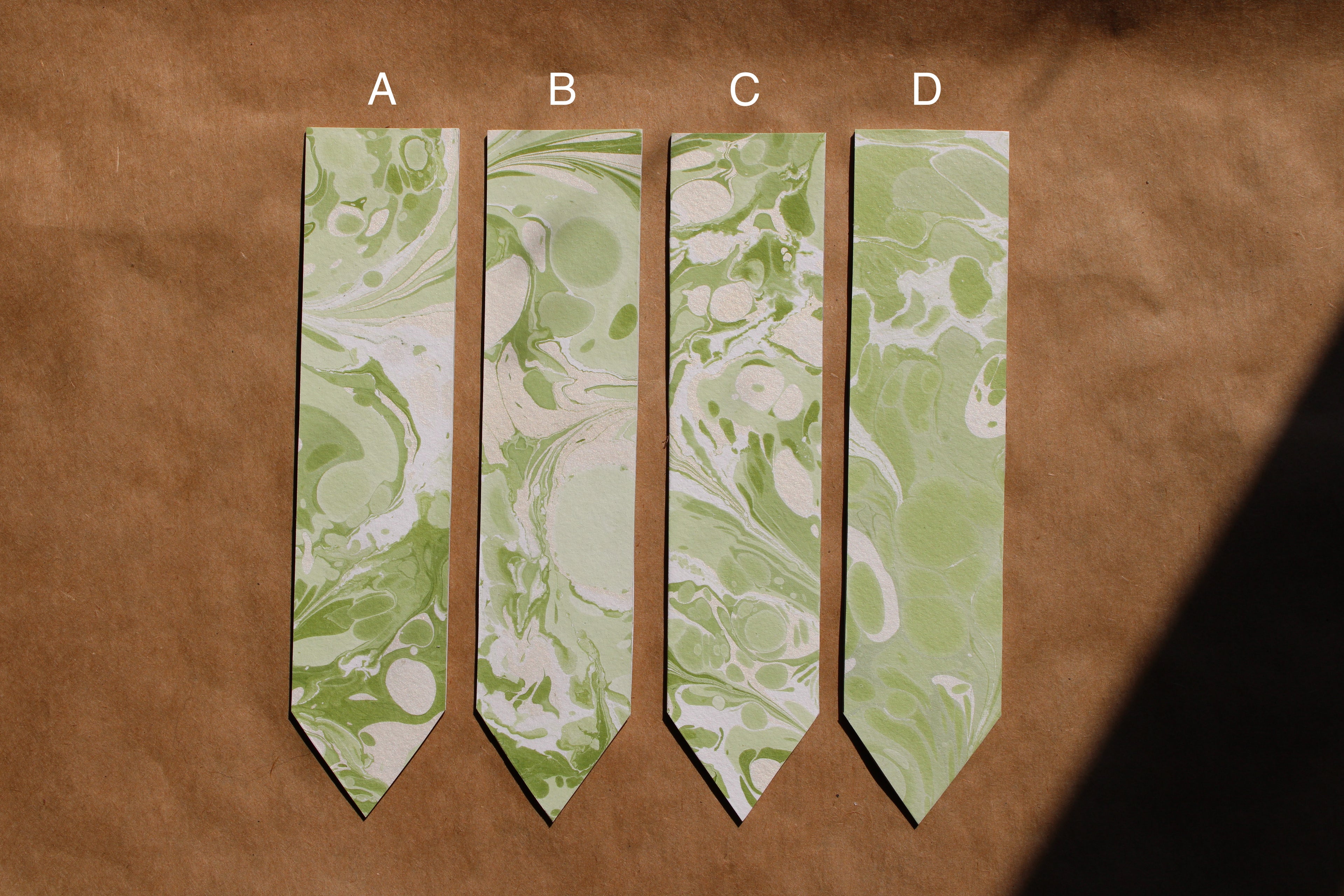 Soft Green Handmade Marbled Paper Bookmark