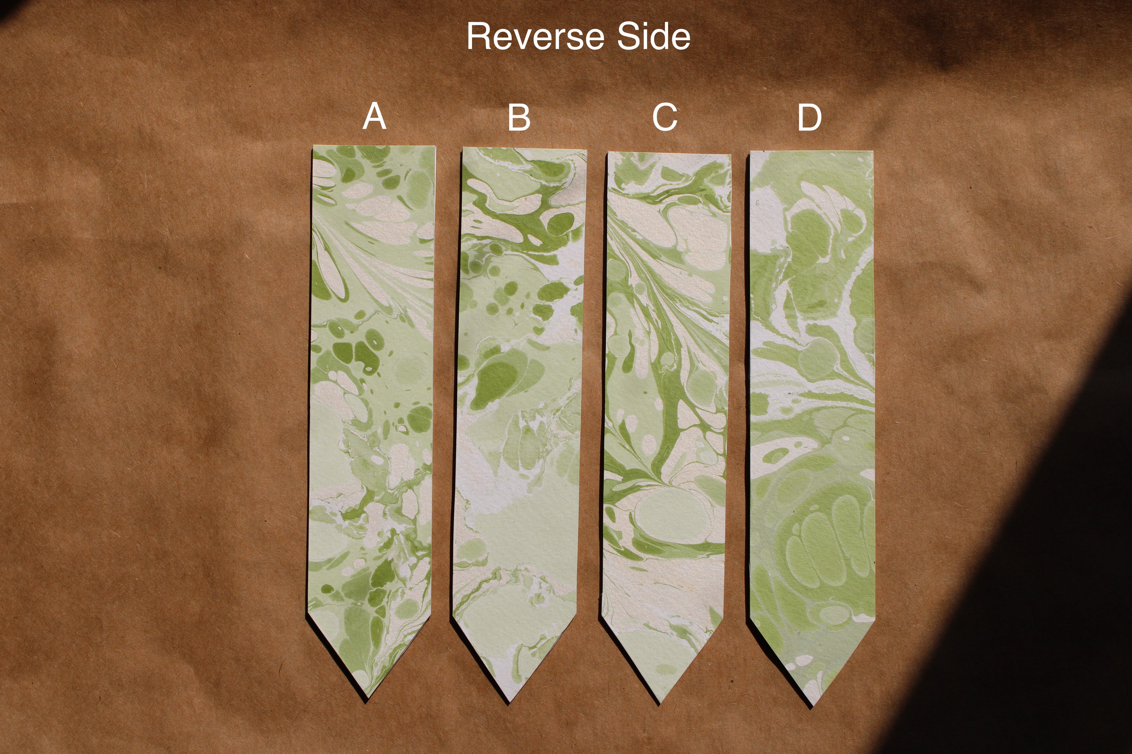 Soft Green Handmade Marbled Paper Bookmark