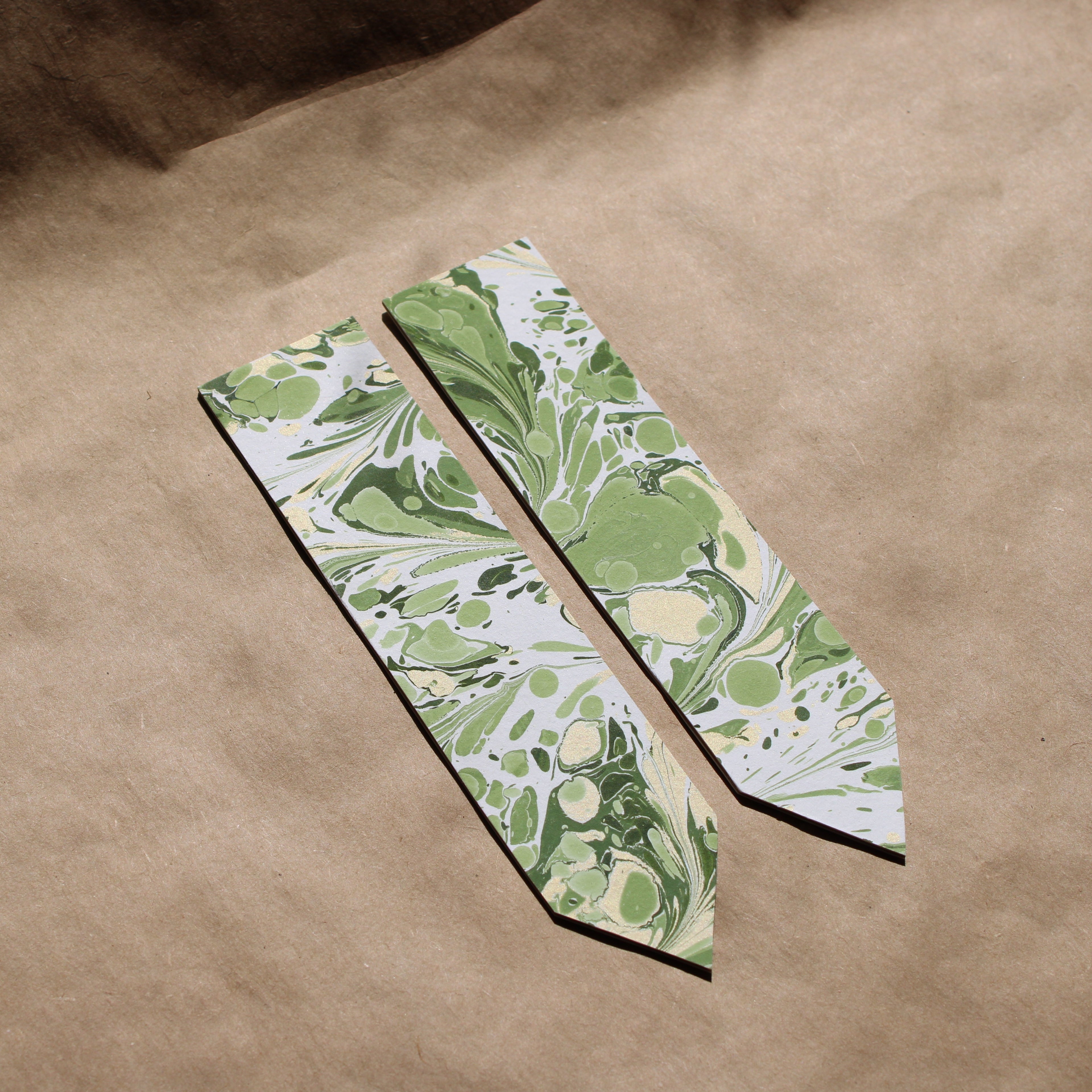 Vivid Green Handmade Marbled Paper Bookmark