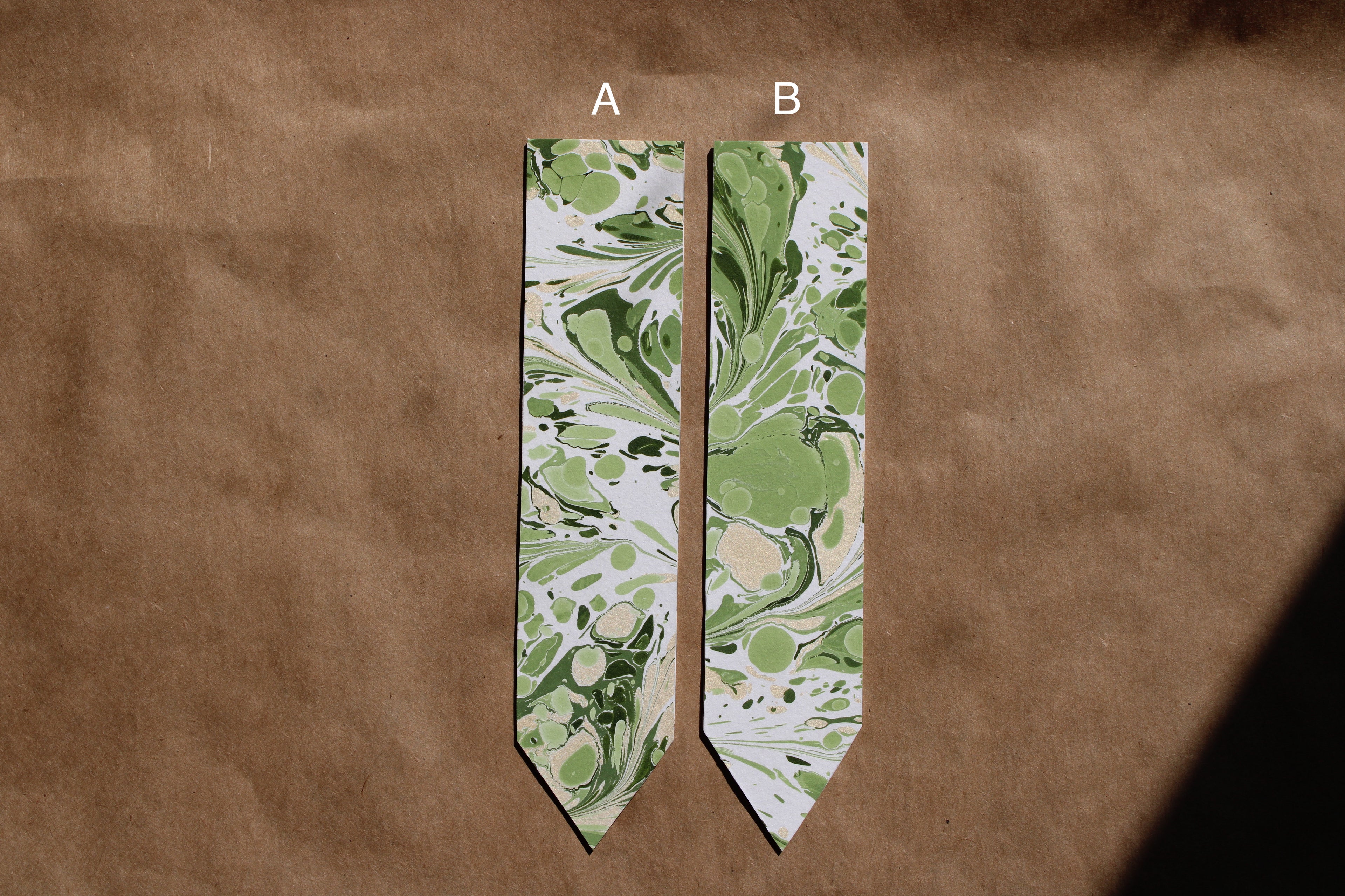 Vivid Green Handmade Marbled Paper Bookmark