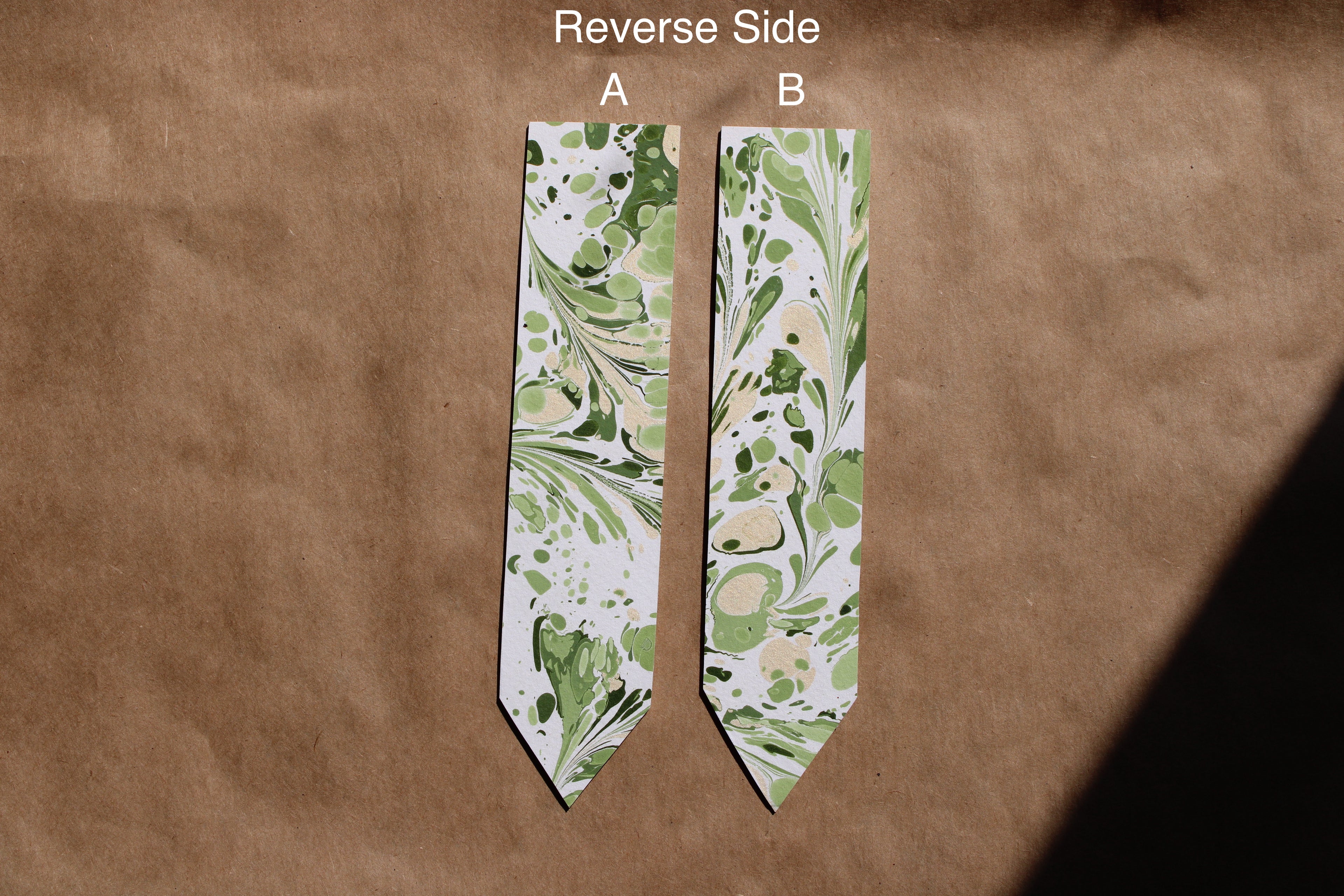 Vivid Green Handmade Marbled Paper Bookmark