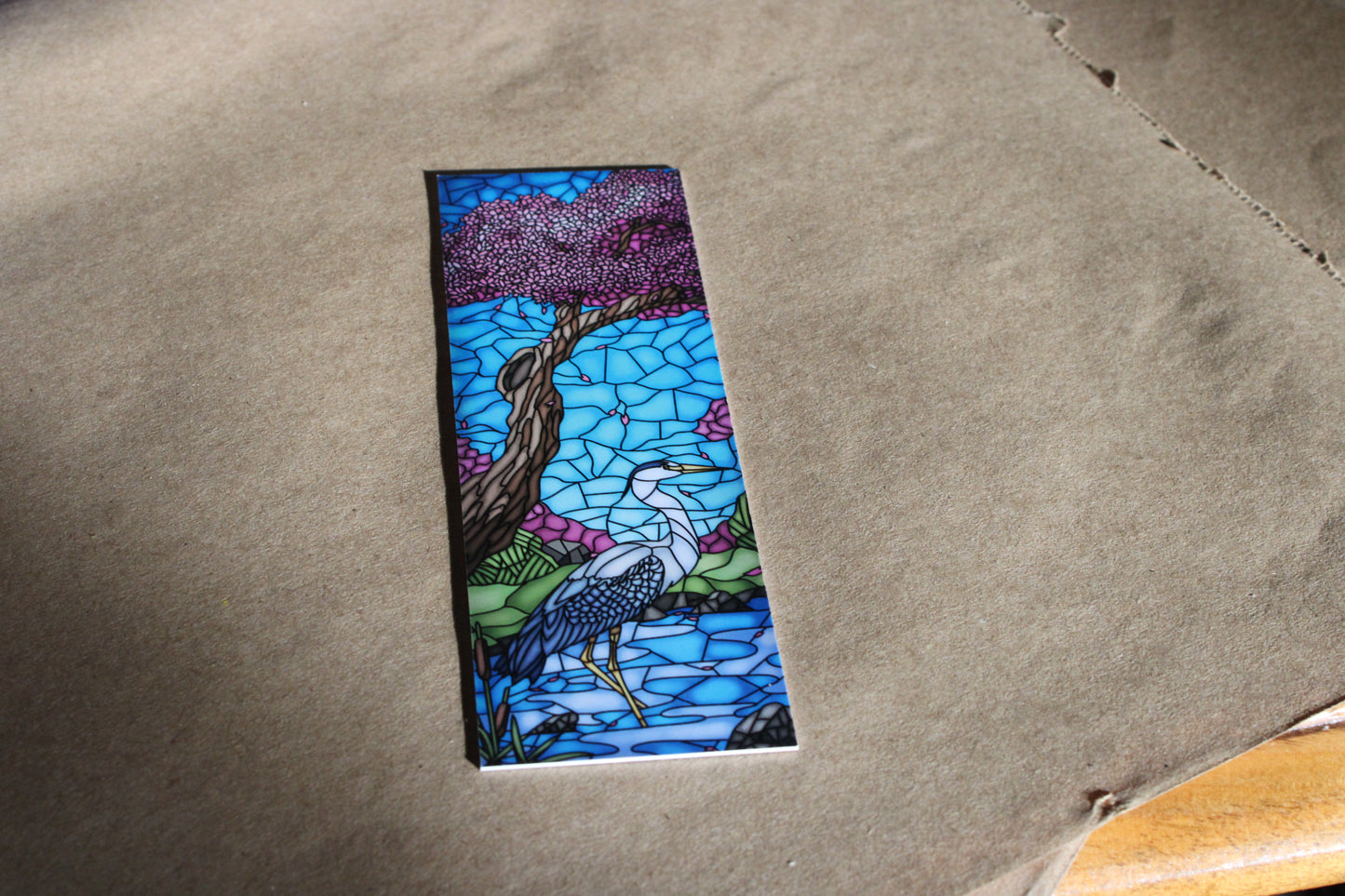 Crane and Koi Stained Glass Style Bookmark