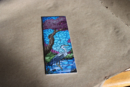 Crane and Koi Stained Glass Style Bookmark