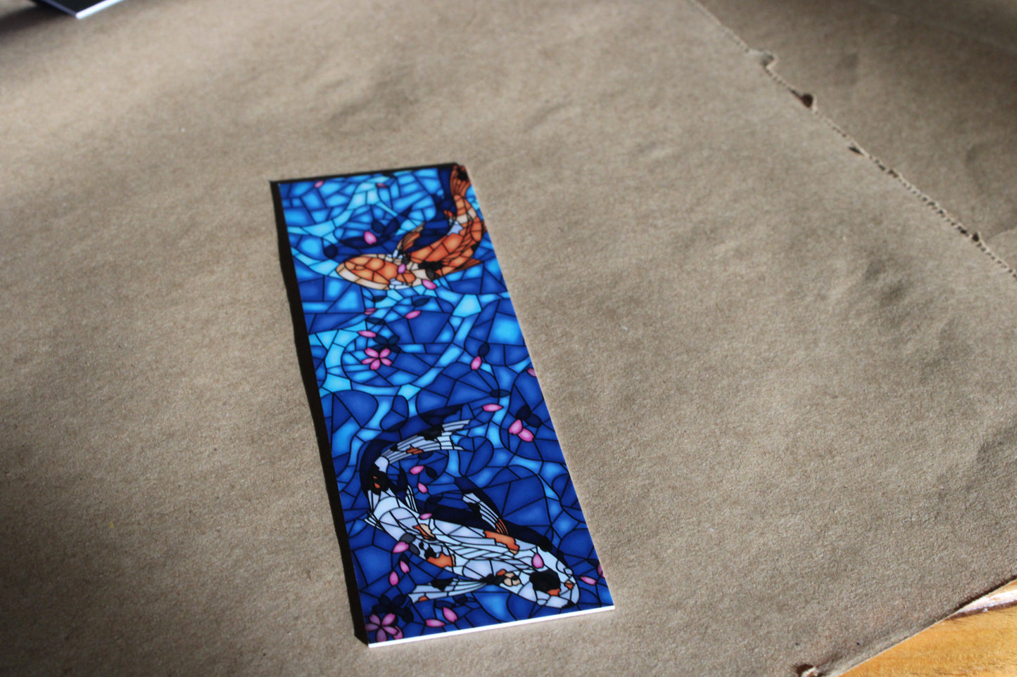 Crane and Koi Stained Glass Style Bookmark