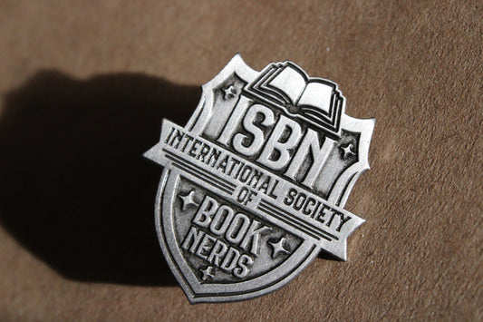 ISBN-The International Society of Book Nerds Die-Struck Antique Finish Pin