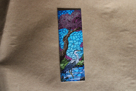 Crane and Koi Stained Glass Style Bookmark