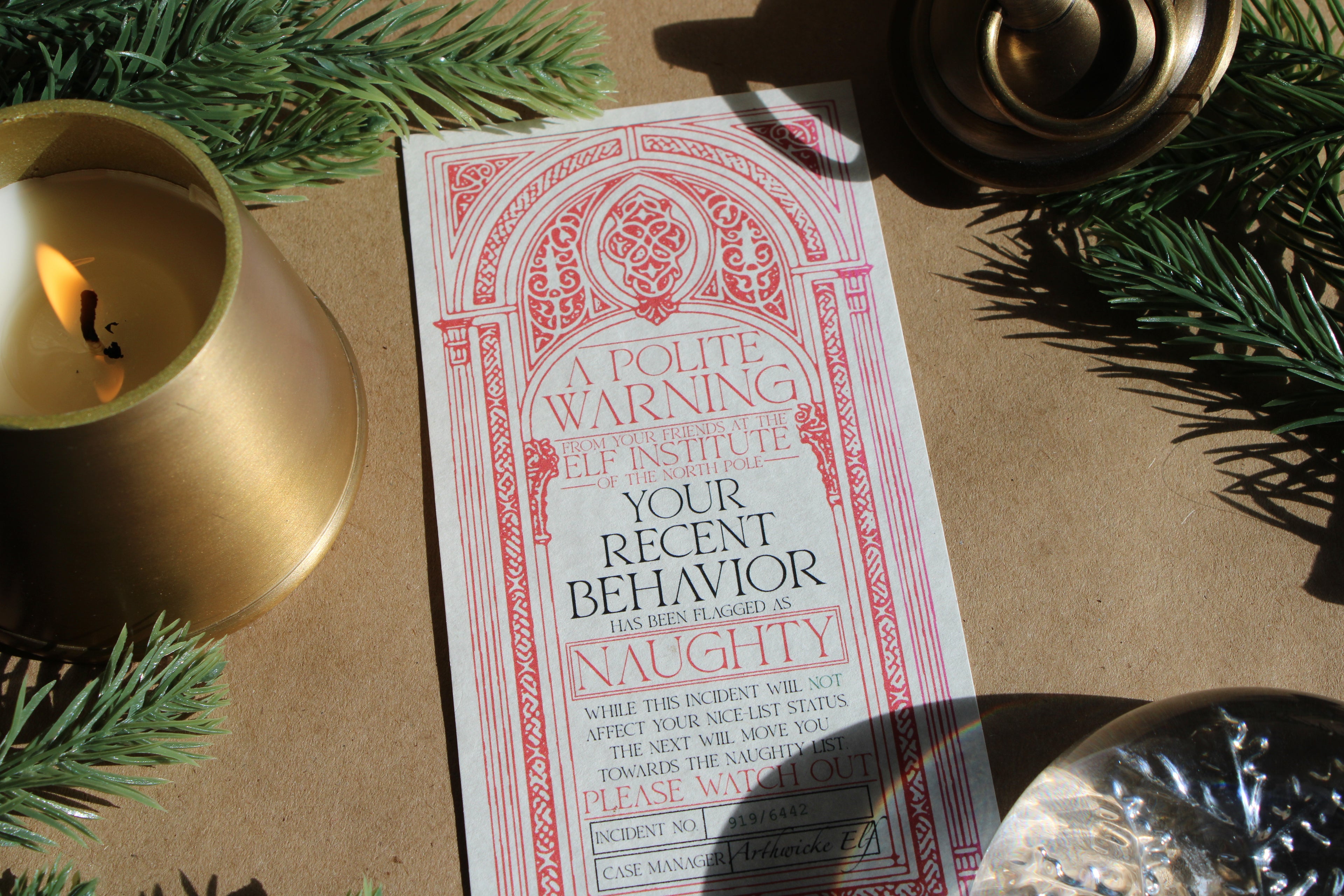 Naughty List Warning card