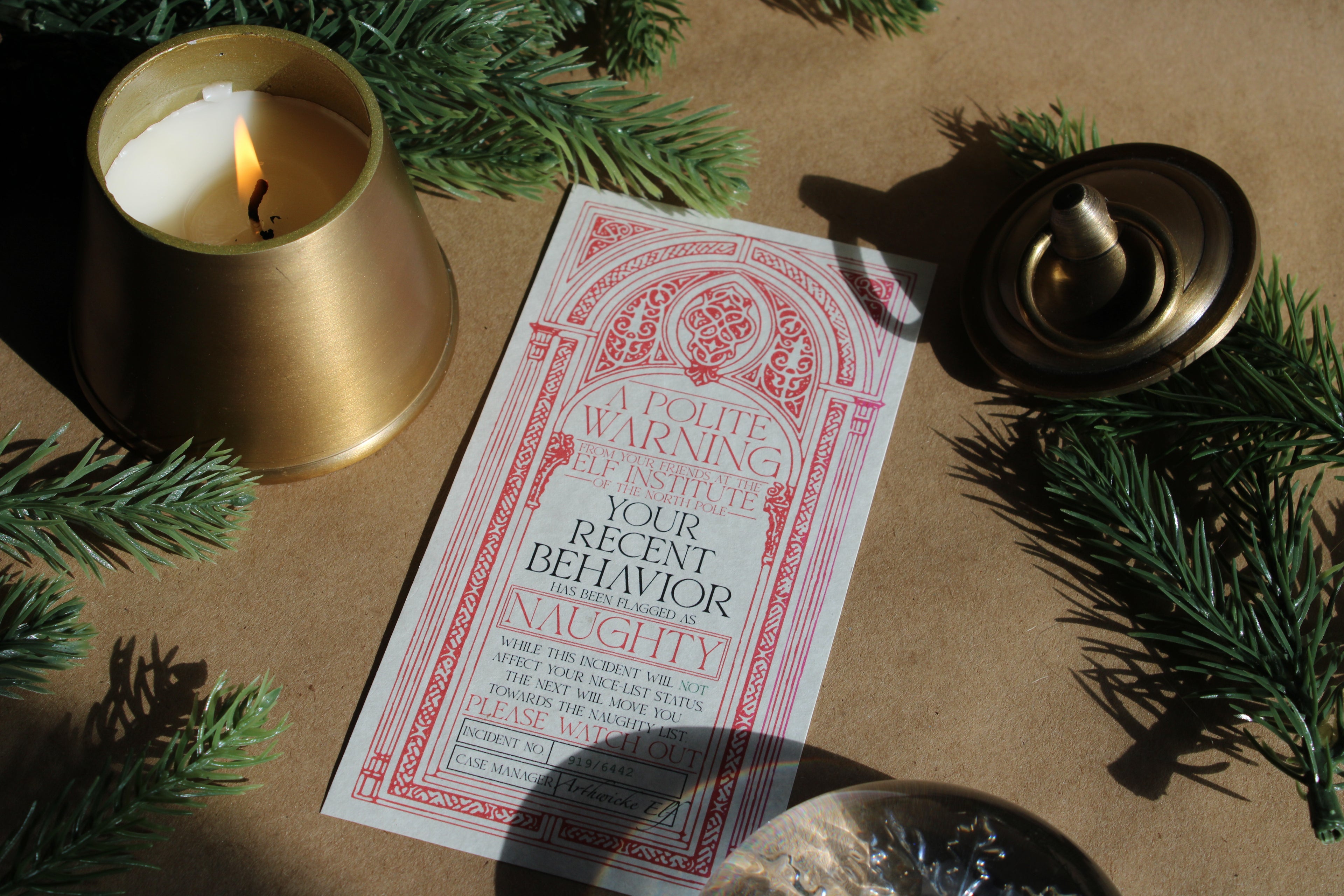 Naughty List Warning card