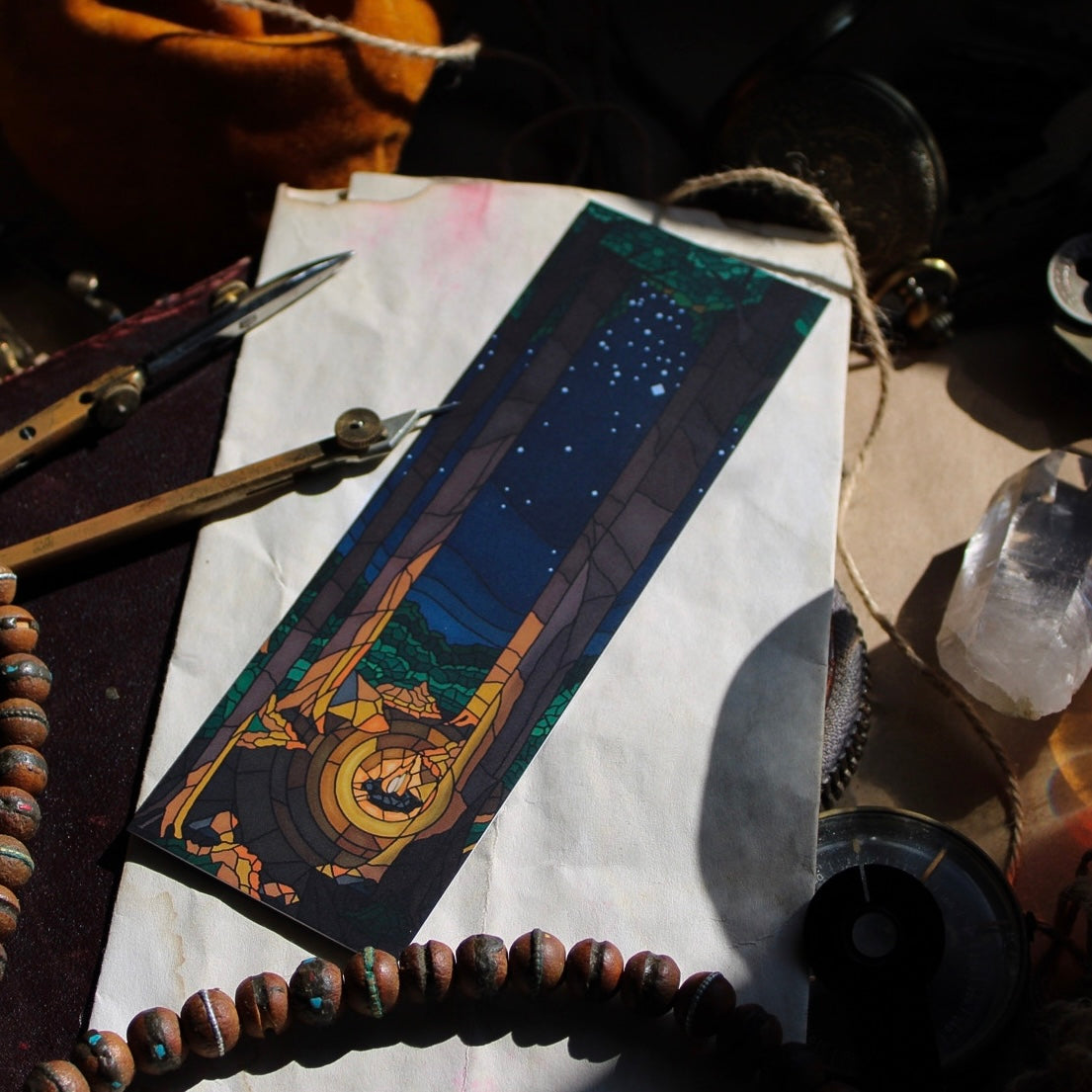 Dawn, Day, Dusk, and Night Stained Glass Style Bookmark Duo